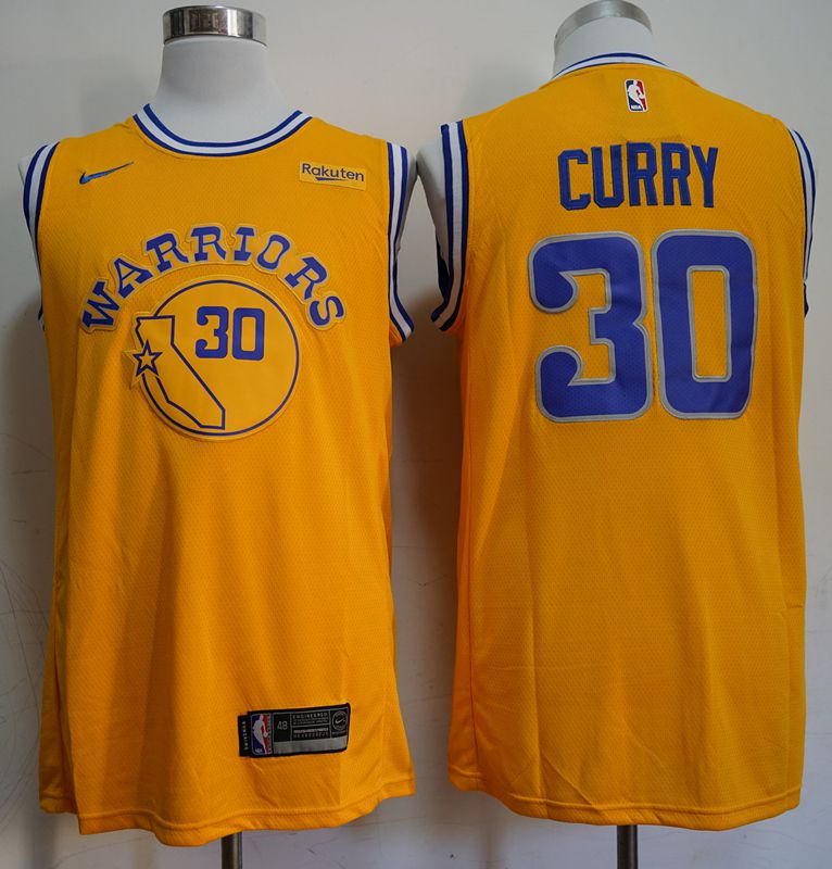 Men Golden State Warriors #30 Curry Yellow Nike Game NBA Jerseys